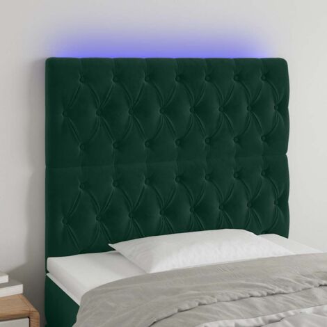 Tête de lit à LED，Panneau de lit，Pour Lit adulte，Décoration murale Vert foncé 100x7x118/128 cm Velours XZZ690709 (1/5)