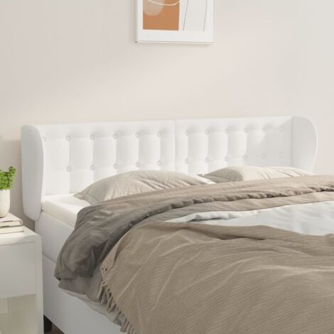 Tête de lit avec oreilles,Panneau de lit,Design industriel Blanc 147x23x78/88 cm Similicuir XJDT161182 (1/5)