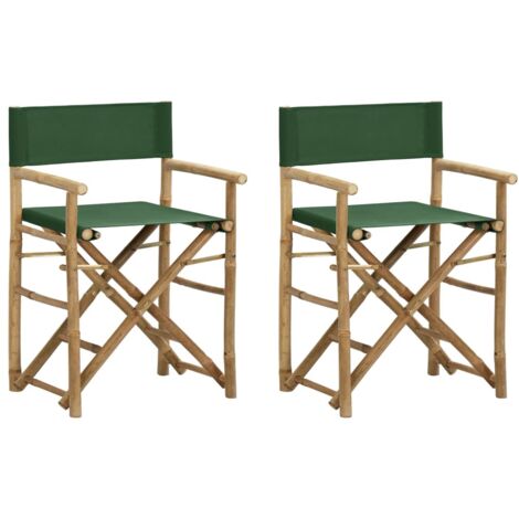 Lot de 2 Chaises pliables de directeur Fauteuil de réalisateur Chaise de réalisateur Vert Bambou et tissu BSRHS121948 (1/5)