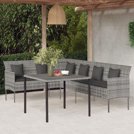 2 pcs Mobilier à dîner de jardin Ensemble table et chaise de jardin et coussins gris rotin RTITTK71124 (1/5)