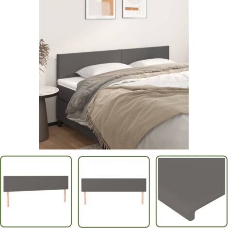 The Living Store Têtes de lit 2 pcs Gris 100x5x78/88 cm Similicuir - Tête De Lit - Têtière De Lit - Literie - Meuble De Chambre - Décoration Chambre (1/5)