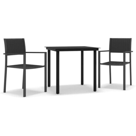 3 pcs Ensemble de salle à manger de jardin Salon de jardin Mobilier de salle à manger Noir RJTRX888926 (1/5)