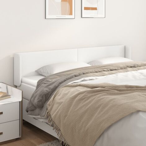 Tête de lit avec oreilles,Panneau de lit,Design industriel Blanc 203x16x78/88 cm Similicuir XJDT621719 (1/5)