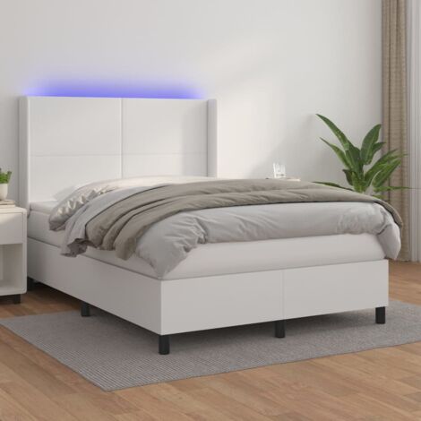 Sommier tapissier et matelas et LED Sommier pour Adulte et Enfant Lit adulte Blanc 140x190 cm Similicuir XRKJY9565906 (1/5)