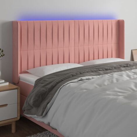Tête de lit à LED Panneau de lit pour Lit adult Décoration murale Rose 203x16x118/128 cm Velours RJYKXR357032 (1/5)