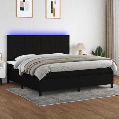 Sommier tapissier et matelas et LED Sommier pour Adulte et Enfant Lit adulte Noir 200x200 cm Tissu XRKJY2012906 (1/5)