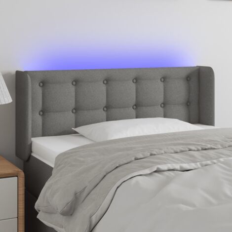 Tête de lit avec lumière LED,Panneau de lit,Décoration murale Gris foncé 93x16x78/88 cm Tissu XJDT636688 (1/5)