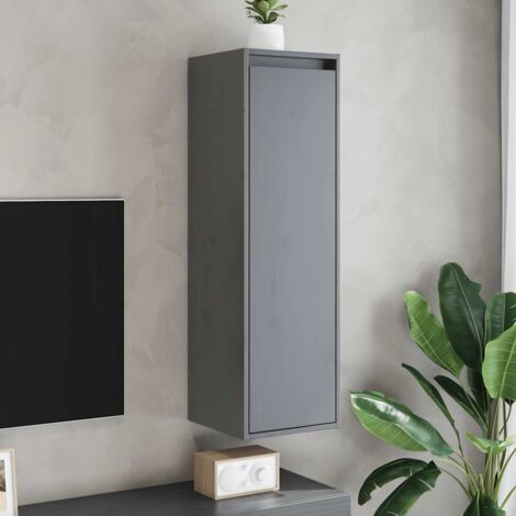 Lot de 2 Armoires murales Armoire de rangement Armoire suspendue Gris 30x30x100 cm Bois de pin massif RTJEX218815 (1/5)