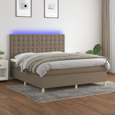 Sommier tapissier avec matelas et LED, Ensemble de lit tapissier, Lit Adulte Chambre Intérieur Taupe 180x200 cm Tissu XZZ968610 (1/5)