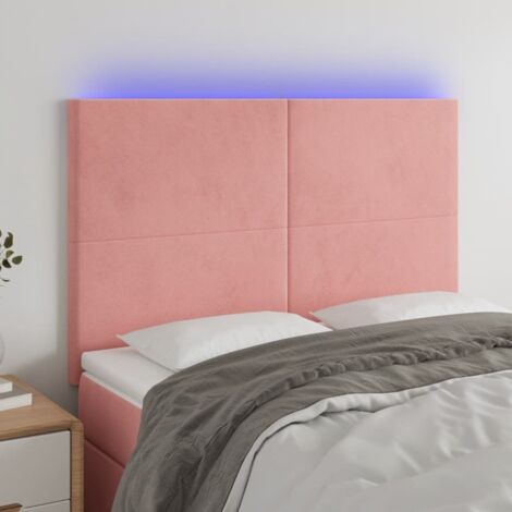 Tête de lit à LED,Panneau de lit,Pour Lit adulte,Décoration murale Rose 144x5x118/128 cm Velours XZZ362377 (1/5)