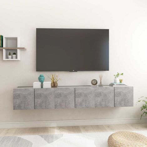 3 pcs Meubles TV suspendus Banc TV Meuble de Rangement Gris béton 60x30x30 cm HUIBU835039 (1/5)