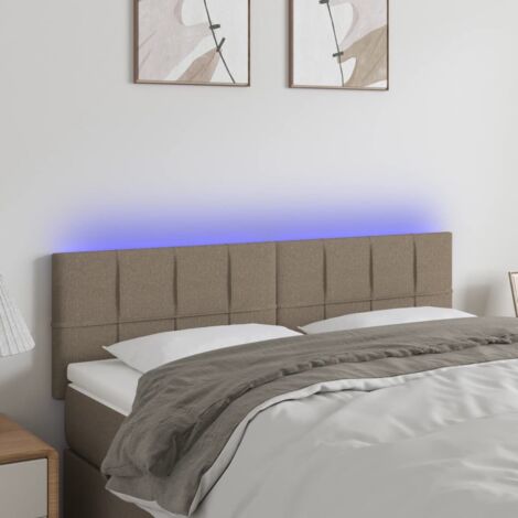 Tête de lit avec lumière LED,Panneau de lit,Décoration murale Taupe 144x5x78/88 cm Tissu XJDT357185 (1/5)