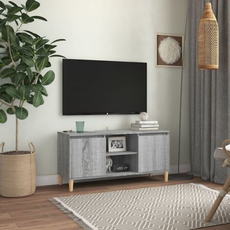 Meuble TV avec pieds, Banc TV, Support de Télévision, Meuble TV de salon, Support de Télévision, Meuble TV de salon en bois solide Sonoma gris 103,5x35x50 cm YHJ91065 (1/5)