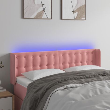 Tête de lit à LED Panneau de lit pour Lit adult Décoration murale Rose 147x16x78/88 cm Velours RJYKXR312066 (1/5)