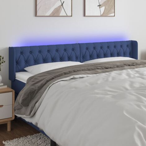 Tête de lit avec lumière LED,Panneau de lit,Décoration murale Bleu 183x16x78/88 cm Tissu XZZZ921921 (1/5)