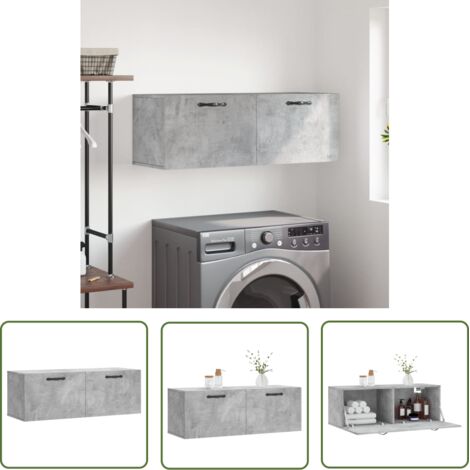The Living Store Armoire murale gris béton 100x36,5x35 cm bois d'ingénierie - Armoire Murale - Meuble De Rangement - Étagère Murale - Rangement Mural - Déco Murale (1/5)