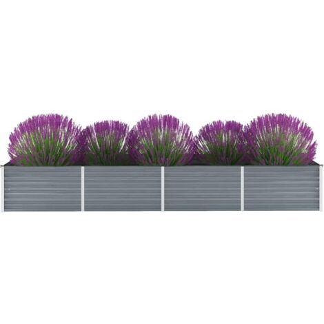 Lit surélevé de jardin,Jardinière,Pot de Fleurs Acier galvanisé 320x80x45 cm Gris XZZZ636361 (1/5)