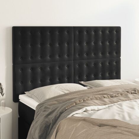 Têtes de lit 4 pcs Panneau de lit pour Lit adulte Décoration murale Noir 72x5x78/88 cm Velours XRKJY1562687 (1/5)