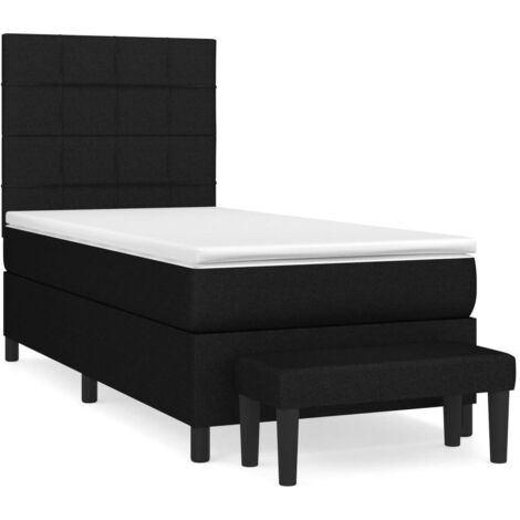 Lit adulte Durable,Lit à sommier Tapissier + Matelas Noir 90x200 cm Tissu -25644 (1/5)