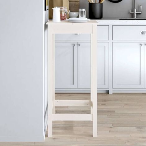 Table de bar  Table Haute Fine  Table de Cuisine blanc 50x50x110 cm bois massif de pin BZTHBS489724