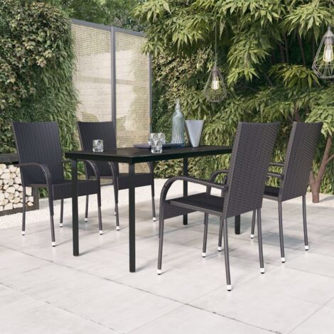 5 pcs Ensemble de salle à manger d'extérieur Salon de jardin Mobilier de salle à manger Noir RJTRX937479 (1/5)