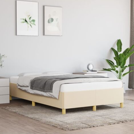 Lit adulte Cadre de lit Facile à monter pour Adultes, Adolescents, Enfants Crème 120 x 200 cm Tissu BNDET8610079 (1/5)