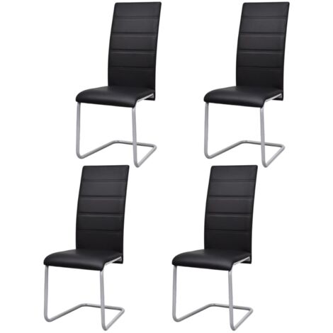 Lot de 4 Chaises à manger cantilever,Chaises/Fauteuils de salle à Manger noir similicuir HH14793 (1/5)
