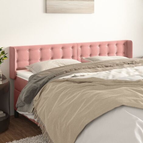 Tête de lit avec oreilles,Panneau de lit,Pour Lit adulte,Décoration murale Rose 203x16x78/88 cm Velours XZZ144489 (1/5)