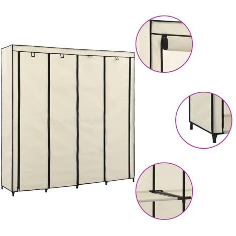 Garde-robe,Armoire de Rangement,Étagères Vêtements avec 4 compartiments Crème 175x45x170 cm VDVM948481 (1/5)