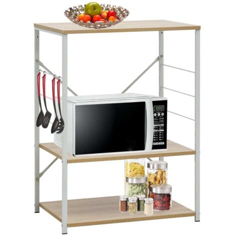 Armoire à micro-ondes  Armoire de rangement  Meuble de cuisson Blanc et chêne 60x39,6x79,5 cm Aggloméré RTJEX372322 (1/5)