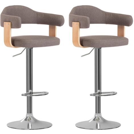 Lot de 2 Tabourets de bar  Chaise de Bar  Tabouret Haut  Siège de Cuisine taupe bois courbé et tissu VSGS318652 (1/5)