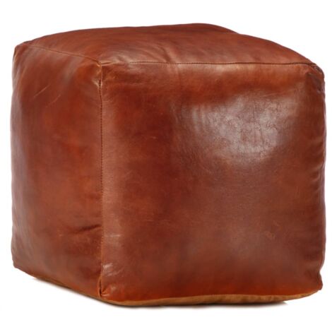 Pouf,Tabouret basse,Repose-pieds 40 x 40 x 40 cm Brun roux Cuir véritable de chèvre CNENE938325 (1/4)
