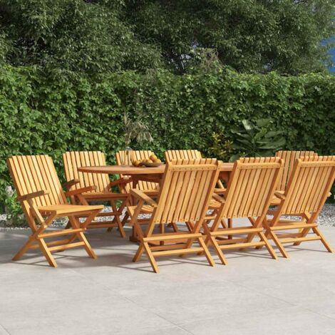 8 pcs Chaises de jardin pliantes  Siège de Terrasse  Fauteuil de jardin 61x67x90 cm bois massif teck DHNET2790789 (1/5)