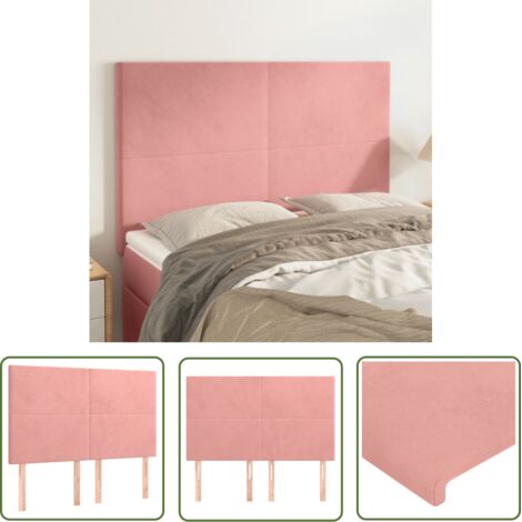 The Living Store Têtes de lit 4 pcs Rose 72x5x78/88 cm Velours - Tête De Lit - Literie - Meuble Chambre - Velours - Rose (1/5)
