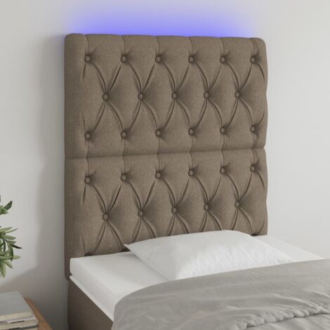Tête de lit avec lumière LED,Panneau de lit,Décoration murale Taupe 80x7x118/128 cm Tissu XZZZ531421 (1/5)