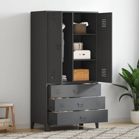 Garde-robe,Armoire de Rangement,Étagères Vêtements industrielle Anthracite 90x50x180 cm Métal VDVM923807 (1/5)