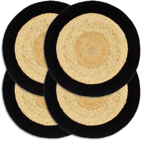 Lot de 4 Napperons,Sets de table,Napperons de Table pour Cuisine,Restaurant Naturel et noir 38 cm Jute et coton CNEI163002 (1/4)