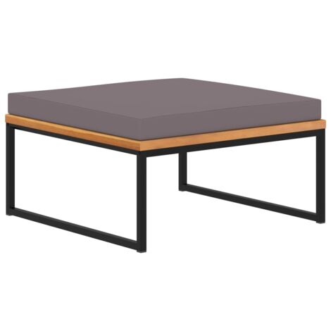 Repose-pied,Tabouret de pied,Pouf avec coussin 66x66x36 cm Bois d'acacia Gris foncé CNENE404339 (1/5)
