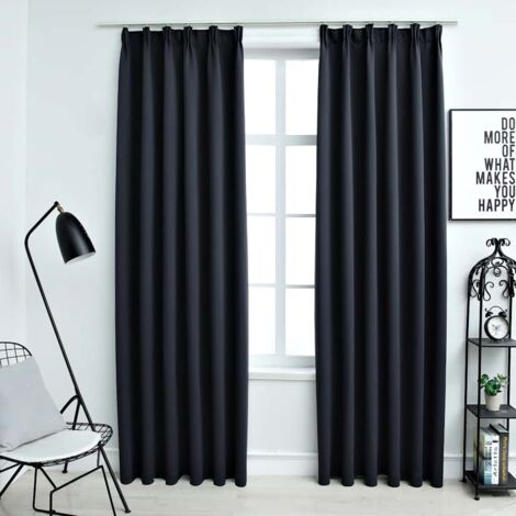 Lot de 2 Rideaux occultants,Décoration Chambre Fenêtre,Rideau Thermique Isolant avec crochets Anthracite 140x175 cm GDSVW43637 (1/5)