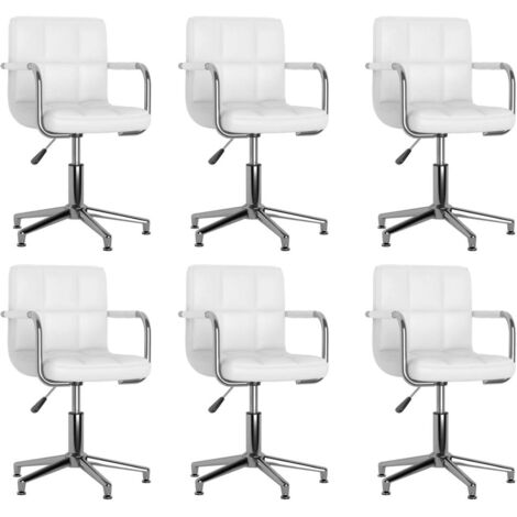 Lot de 6 Chaises à manger pivotantes - Chaises de salle à manger - Chaise de Bureau, Salon et de Cuisine blanc similicuir VSGS699707 (1/5)