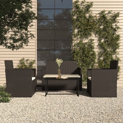 4 pcs Salon de jardin avec coussins Salon d'extérieur Ensemble Meuble de Jardin Mobilier d'Extérieur résine tressée noir XFNRX320744 (1/5)