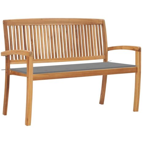 Banc de jardin empilable et coussin Banquette de jardin Siège/Chaise 128,5cm Bois de teck massif BTEB52777 (1/5)