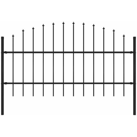 Clôture de jardin,Barrière de jardin,Portail de jardin avec dessus en lance Acier 1,7 m Noir CNENE728013 (1/3)