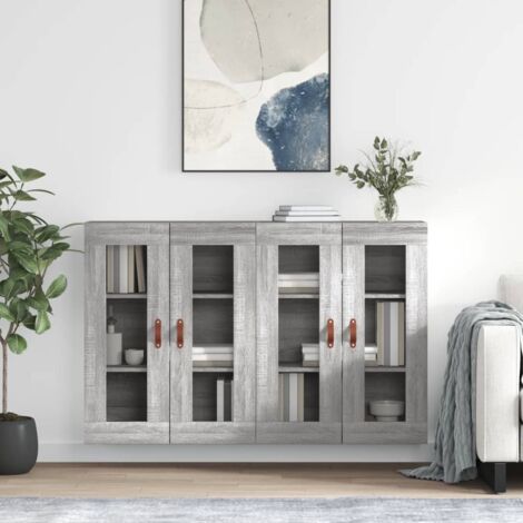 Lot de 2 Armoires murales,Armoire de rangement,Armoire suspendue sonoma gris bois d'ingénierie CNEI753123 (1/5)