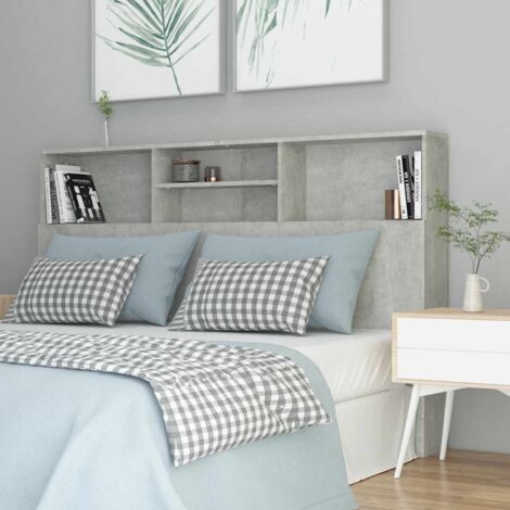 Armoire de tête de lit  Tête de lit avec rangement  Panneau de lit avec rangements Gris béton 160x19x103,5 cm RJYKXR251844 (1/5)