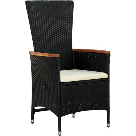 Chaises d'extérieur 2 pcs avec coussins Résine tressée Noir (1/5)