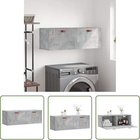 The Living Store Armoire murale gris béton 100x36,5x35 cm bois d'ingénierie - Armoire Murale - Meuble Rangement - Étagère Murale - Stockage Mural - Déco Murale (1/5)
