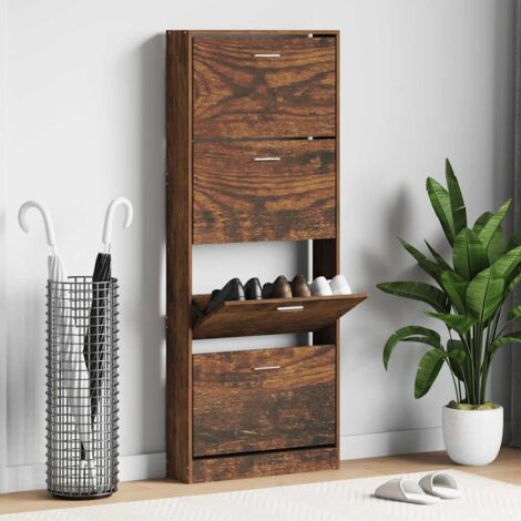Armoire à chaussures Meuble à chaussures Étagère de rangement Chêne fumé 59x17x150 cm Bois d'ingénierie RTJEX562100 (1/5)