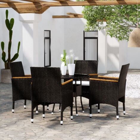 5 pcs Mobilier de salle à manger de jardin Ensemble table et chaise de jardin Mobilier à dîner Résine tressée Noir RTITTK50314 (1/5)