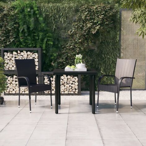Ensemble à manger,Mobilier de salle à manger d'extérieur 3 pcs Noir HH76926 (1/5)